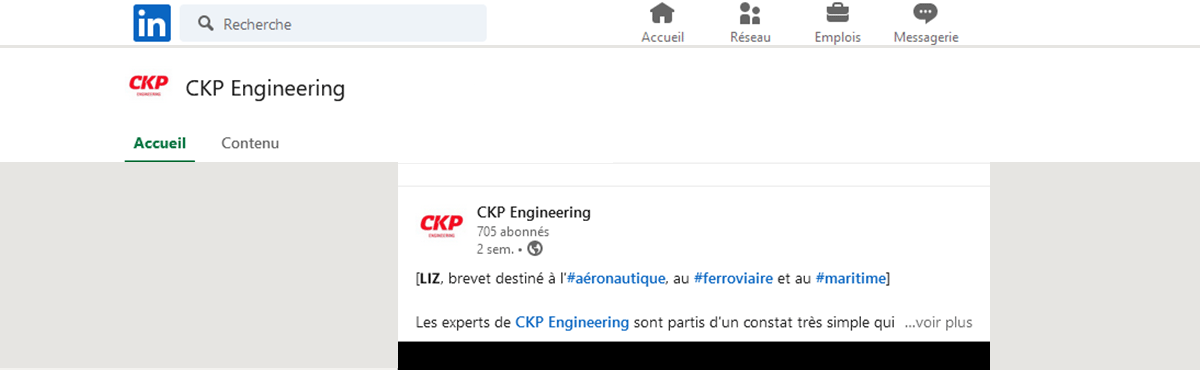 aperçu du compte linkedin de notre client CKP Engineering